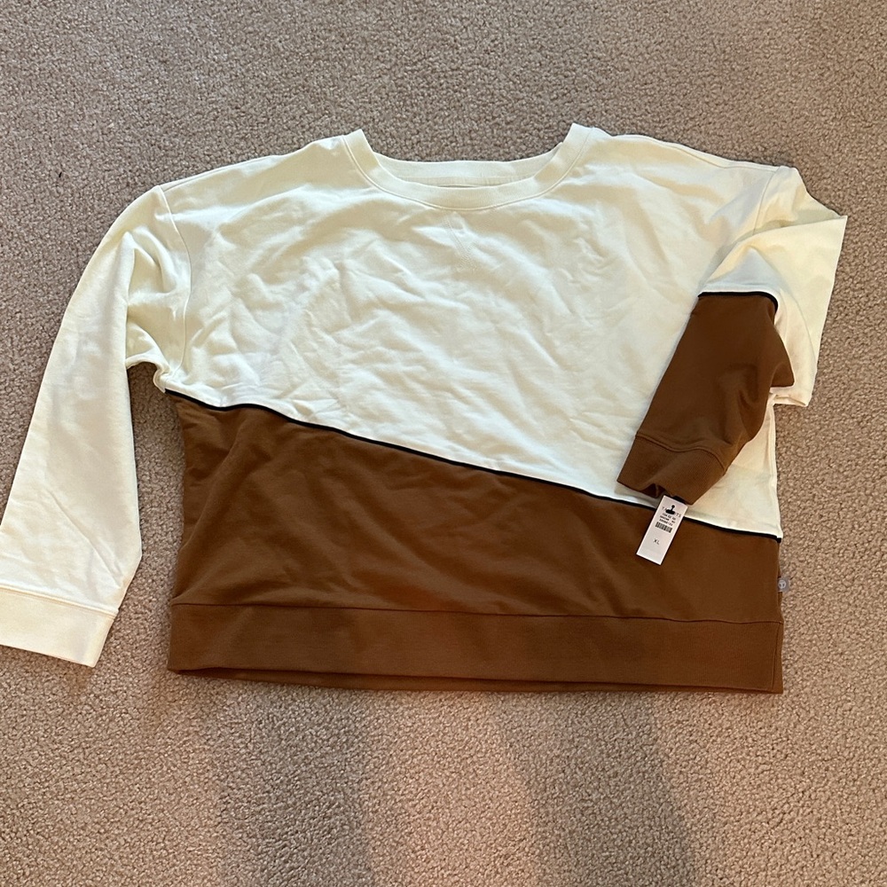 Talbots Cream and Brown Sweatshirt